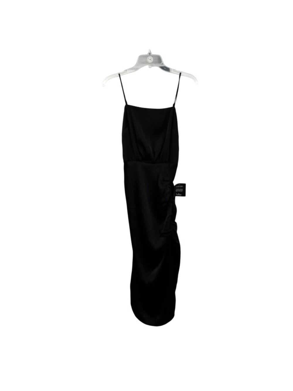 Lulus Satin Midi Dress Sleeveless Square Neck Ruched Black Size Small New
